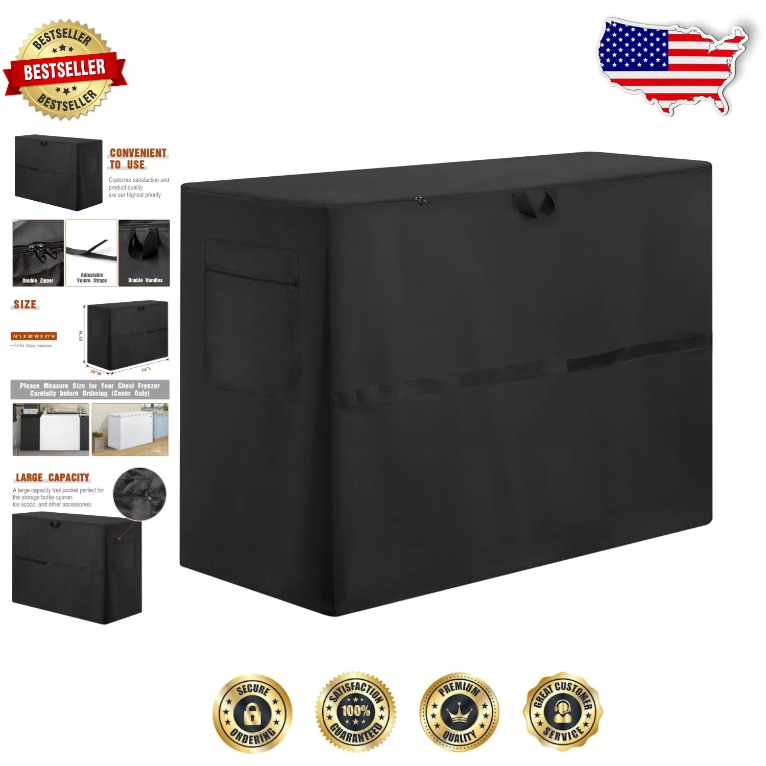 Durable 420D Polyester Freezer Cover for Large Ice